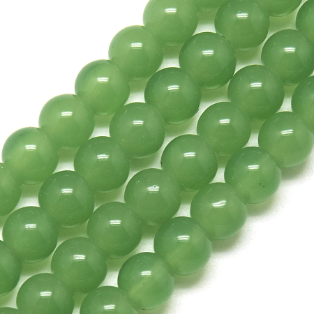 Arricraft Imitation Jade Glass Beads Strands, Round, Medium Sea Green, 4mm, Hole: 0.5mm, about 84pcs/strand, 13 inches