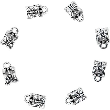Pandahall Elite 100pcs Alloy Hollow Cup Bail Beads Tibetan Style Hanger Links Antique Silver Connector Beads with Loop for Charm Bracelet Pendant Making