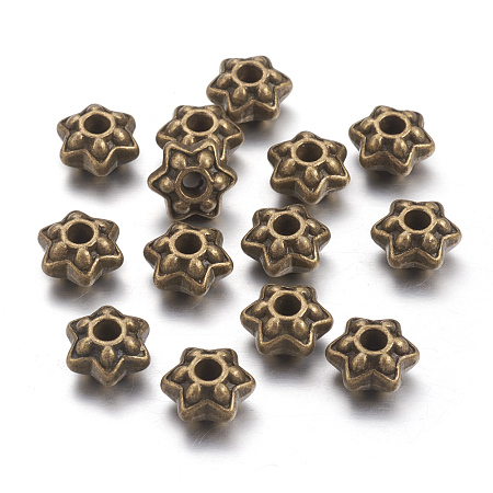 Honeyhandy Tibetan Style Spacer Beads, Antique Bronze Color, Star, Lead Free & Cadmium Free, 9mm in diameter, 5mm long, hole: 2mm