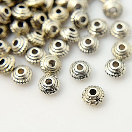 ARRICRAFT Tibetan Silver Spacer Beads, Lead Free and Cadmium Free, Bicone, Antique Silver, 5x3mm, Hole: 1.5mm, about 95pcs/20g