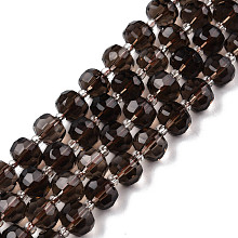 Honeyhandy Natural Smoky Quartz Beads Strands, with Seed Beads, Faceted, Rondelle, 8x6mm, Hole: 1mm, about 20~22pcs/strand, 7.09 inch(18cm)