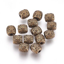 Honeyhandy Tibetan Style Alloy Beads, Antique Bronze Color, Barrel, Lead Free & Cadmium Free, 6mm in diameter, 6mm long, hole: 1.6mm