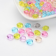 Transparent Acrylic Faceted Rondelle Beads, Mixed Color, about 8mm in diameter, 5mm thick, hole: 1.5mm