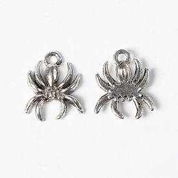 Honeyhandy Alloy Pendants, Spider, Lead Free and Cadmium Free, Antique Silver, about 18mm long, 14mm wide, 3mm thick, hole: 2mm