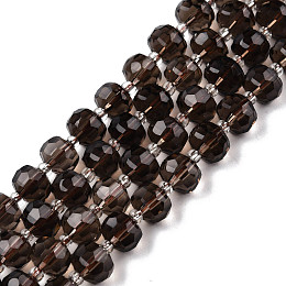 Honeyhandy Natural Smoky Quartz Beads Strands, with Seed Beads, Faceted, Rondelle, 8x6mm, Hole: 1mm, about 20~22pcs/strand, 7.09 inch(18cm)