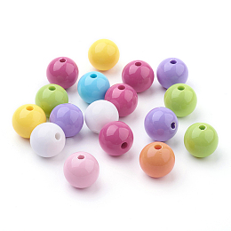 Honeyhandy Round Acrylic Beads, Opaque Beads, Mixed Color, 18mm, Hole: 3mm, about 150pcs/500g