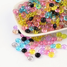 Honeyhandy Transparent Acrylic Beads, Faceted Rondelle, Mixed Color, about 8mm in diameter, 5mm thick, hole: 1.5mm, about 2700pcs/500g