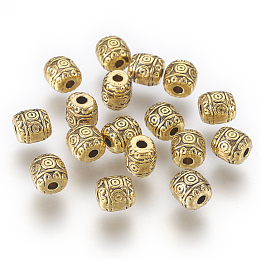 Honeyhandy Tibetan Style Beads, Zinc Alloy Beads, Antique Golden Color, Barrel, Lead Free & Cadmium Free, Barrel, Size: about 6mm in diameter, 6mm long, hole: 1.6mm