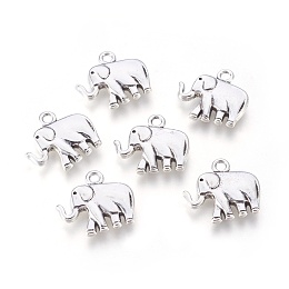 Honeyhandy Tibetan Style Alloy Pendants, Elephant, Antique Silver, Lead Free & Cadmium Free, 21x18x5mm, Hole: 2.5mm