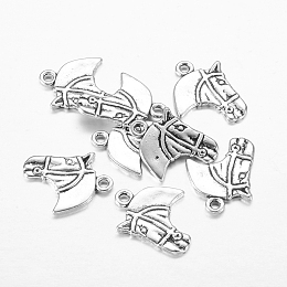Honeyhandy Tibetan Style Alloy Pendants, Horse Head, Antique Silver, Lead Free and Cadmium Free, 21x18.5mm, Hole: 2.5mm