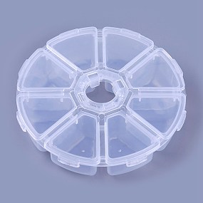 Honeyhandy Plastic Bead Containers, Flip Top Bead Storage, 8 Compartments, Clear, 10.5x10.5x2.8cm