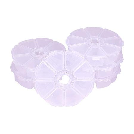 ARRICRAFT 20 Sets 8 Compartments Round Resin Storage Box Bead Organizer Display Containers, 105x105x28mm