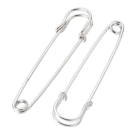 NBEADS 100Pcs Iron Kilt Pins Brooch Findings, Platinum Color, 70mm long, 18mm wide, 6mm thick, hole: about 6mm