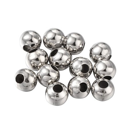 NBEADS 2000Pcs Iron Spacer Beads, Platinum Color, 8mm, hole: 2.5~3mm