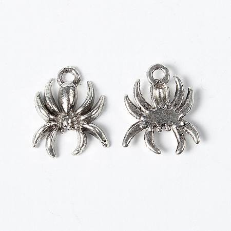 Honeyhandy Alloy Pendants, Spider, Lead Free and Cadmium Free, Antique Silver, about 18mm long, 14mm wide, 3mm thick, hole: 2mm