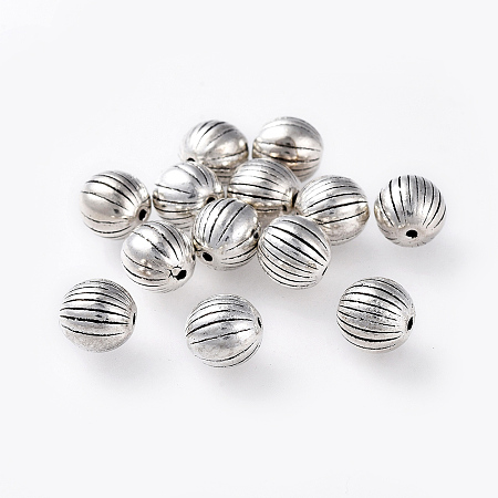 Honeyhandy Tibetan Style Alloy Beads, Lead Free and Cadmium Free, Round, Antique Silver, Round, about 7mm in diameter, hole: 1mm