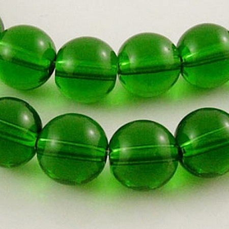 Honeyhandy 4mm Green Round Glass Crystal Beads Strands Spacer Beads, about 4mm in diameter, hole: 0.5mm, about 80pcs/strand, 13 inch
