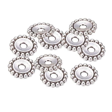 ARRICRAFT 10pcs Tibetan Style Antique Silver Flower Beads Jewelry Findings Accessories for Bracelet Necklace Jewelry Making, 18x18x3mm, Hole: 3.5mm