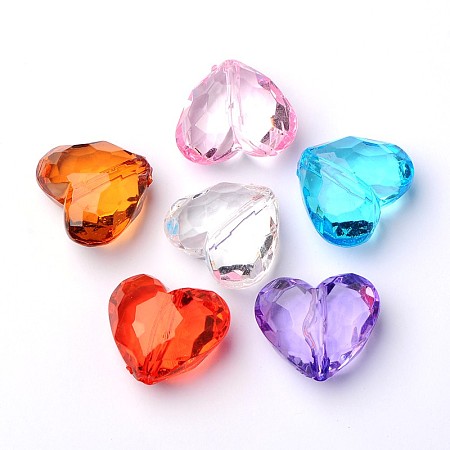 Arricraft Transparent Acrylic Beads, Heart, Mixed Color, 25x29.2x16mm, Hole: 3mm