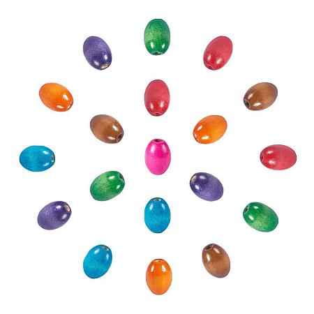 ARRICRAFT 50PCS Mixed 17x14mm Lead Free Oval Wood Beads Wooden Loose Spacer Beads for Jewelry Making