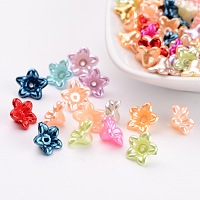 Arricraft ABS Plastic Imitation Pearl Beads, Flower, Mixed Color, 10x10.5x5mm, Hole: 1mm, about 1000pcs/bag