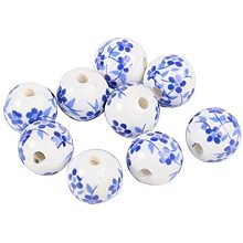 CHGCRAFT 200pcs Round Porcelain Beads Ceramic Loose Beads Handmade Porcelain Beads Printed Round Spacer Beads for DIY Jewelry Making Supplies Craft Beading Kit, Dodger Blue