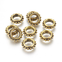 Honeyhandy Tibetan Style Alloy Beads, Lead Free & Cadmium Free, Gear, Antique Golden, 13.5x4.5mm, Hole: 7mm