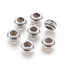 Honeyhandy Tibetan Style Spacer Beads, Cadmium Free & Lead Free, Rondelle, Antique Silver, 12x7mm, Hole: 6.5mm