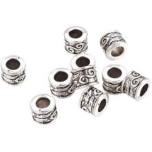 NBEADS 500 Pcs Tibetan Style European Beads, Antique Silver Large Hole Column Charms Beads fit Bracelet Jewelry Making, Lead Free and Cadmium Free