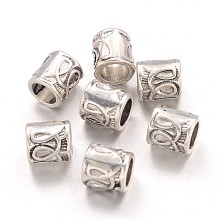 Honeyhandy Tibetan Silver Beads, Lead Free and Cadmium Free, Column, Antique Silver, about 7mm long, 6.5mm wide, hole: 4.5mm