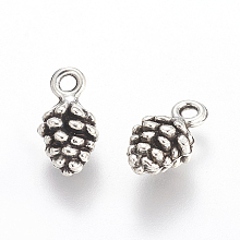 Honeyhandy Antique Silver Tibetan Style Pine Cone Pendants, Cadmium Free & Lead Free, 13mm long, 7mm wide, 5.5mm thick, hole: 2mm