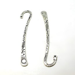 Honeyhandy Tibetan Style Bookmark, Lead Free and Cadmium Free, Antique Silver, 125x23mm, Hole: 3mm