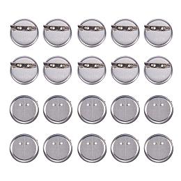 ARRICRAFT 20 Pcs Iron Brooch Clasps Pin Disk Base Pad Bezel Blank Cabochon Trays Backs Bar Diameter 29mm for Badge, Corsage, Name Tags and Jewelry Craft Making Platinum