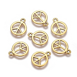 Honeyhandy Tibetan Style Alloy Charms, Peace Sign, Antique Golden, Cadmium Free & Lead Free, 15x12x1mm, Hole: 1.5mm