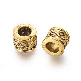 Honeyhandy Large Hole Beads, Tibetan Style European Beads, Lead Free and Cadmium Free, Column, Antique Golden, 8.5mm in diameter, 7mm thick, hole: 5mm