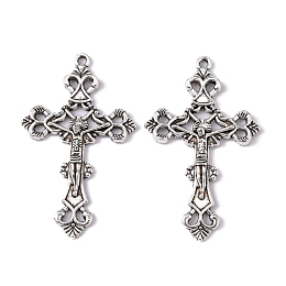 Honeyhandy Tibetan Style Alloy Pendants, For Easter, Crucifix Cross Pendant, Antique Silver, Lead Free and Cadmium Free, 43.5x26x3mm, Hole: 2mm