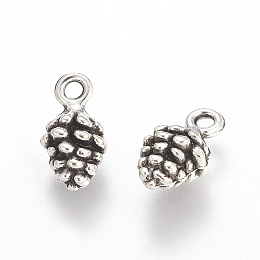 Honeyhandy Antique Silver Tibetan Style Pine Cone Pendants, Cadmium Free & Lead Free, 13mm long, 7mm wide, 5.5mm thick, hole: 2mm