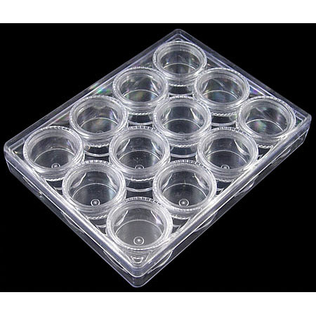 Honeyhandy Plastic Bead Storage Containers, 12 Compartments, Clear, 9.8x13x2cm, Small Box: 30x17mm, Capacity: 5ml(0.17 fl. oz)
