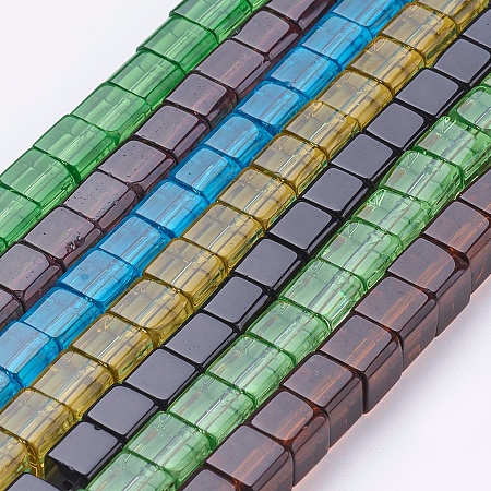 Arricraft Glass Beads Strands, Cube, Mixed Color, about 6mm long, 6mm wide, 6mm thick, hole: 1mm, about 55pcs/strand