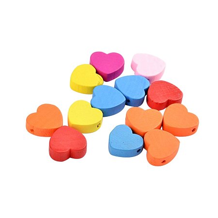 NBEADS Heart Dyed Wood Beads Lead Free Mixed Color for Jewelry Making 670pcs 500g
