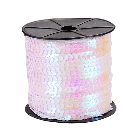 Honeyhandy White With AB Color Paillette/Sequins Roll, 6mm in diameter, 100 yards/roll