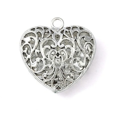 Honeyhandy Alloy Pendants, Lead Free and Cadmium Free, Heart, Antique Silver, 35mm long, 34.5mm wide, 11mm thick, hole: 3.5mm
