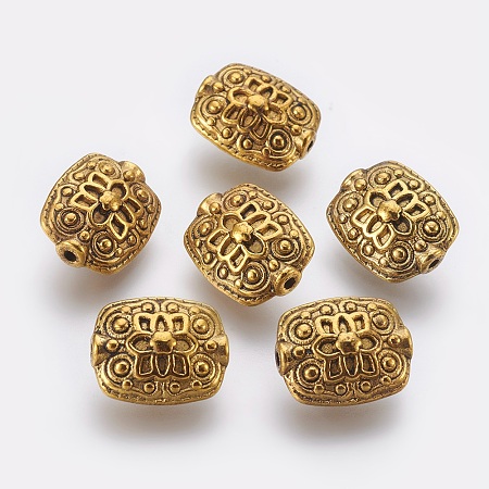 Honeyhandy Tibetan Style Beads, Zinc Alloy Beads, Antique Golden Color, Lead Free & Cadmium Free, Rectangle, Size: about 11mm wide, 13mm long, 6.5mm thick, hole: 1.5mm