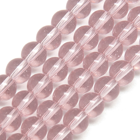 ARRICRAFT Glass Beads Strands, Round, Pink, 8mm, Hole: 1mm, about 40pcs/strand, 11 inch~12 inch