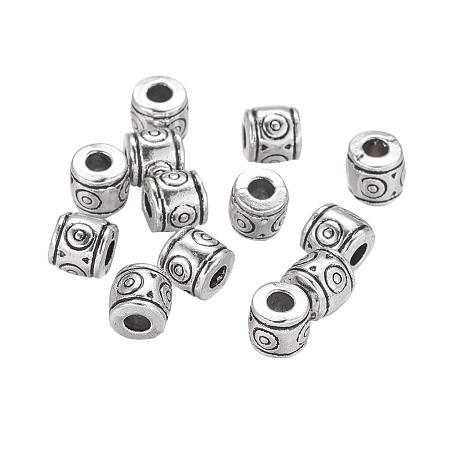 ARRICRAFT About 50pcs Tibetan Style Antique Silver Column Beads for Bracelets Jewelry Making, 6x6.5mm, Hole: 3mm