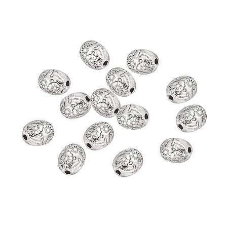 ARRICRAFT About 50pcs Tibetan Style Antique Silver Oval Beads Jewelry Findings Accessories for Bracelet Necklace Jewelry Making, 6x8x4mm, Hole: 1mm