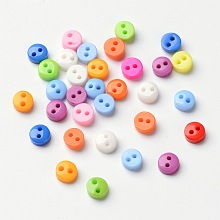 Honeyhandy Multi Colour DIY Handcraft Buttons For Dolls Clothes, Flat Round, Resin Button, Mixed Color, about 6mm in diameter, hole: 1mm, about 2500pcs/bag