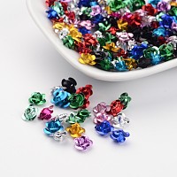 Honeyhandy Mixed Color Aluminum Rose Flower Tiny Metal Beads, about 6mm wide, 4.5mm high, hole: 1mm