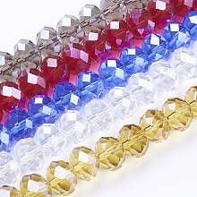 Honeyhandy Handmade Glass Beads, Imitate Austrian Crystal, Faceted Rondelle, Mixed Color, 12x8mm, Hole: 1mm, about 72pcs/strand