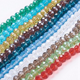 Honeyhandy Handmade Glass Beads, Imitate Austrian Crystal, Faceted Rondelle, Mixed Color, 10x7mm, Hole: 1mm, about 72pcs/strand